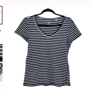 Toad & Co Marley SS Tee Striped V-neck Size Small